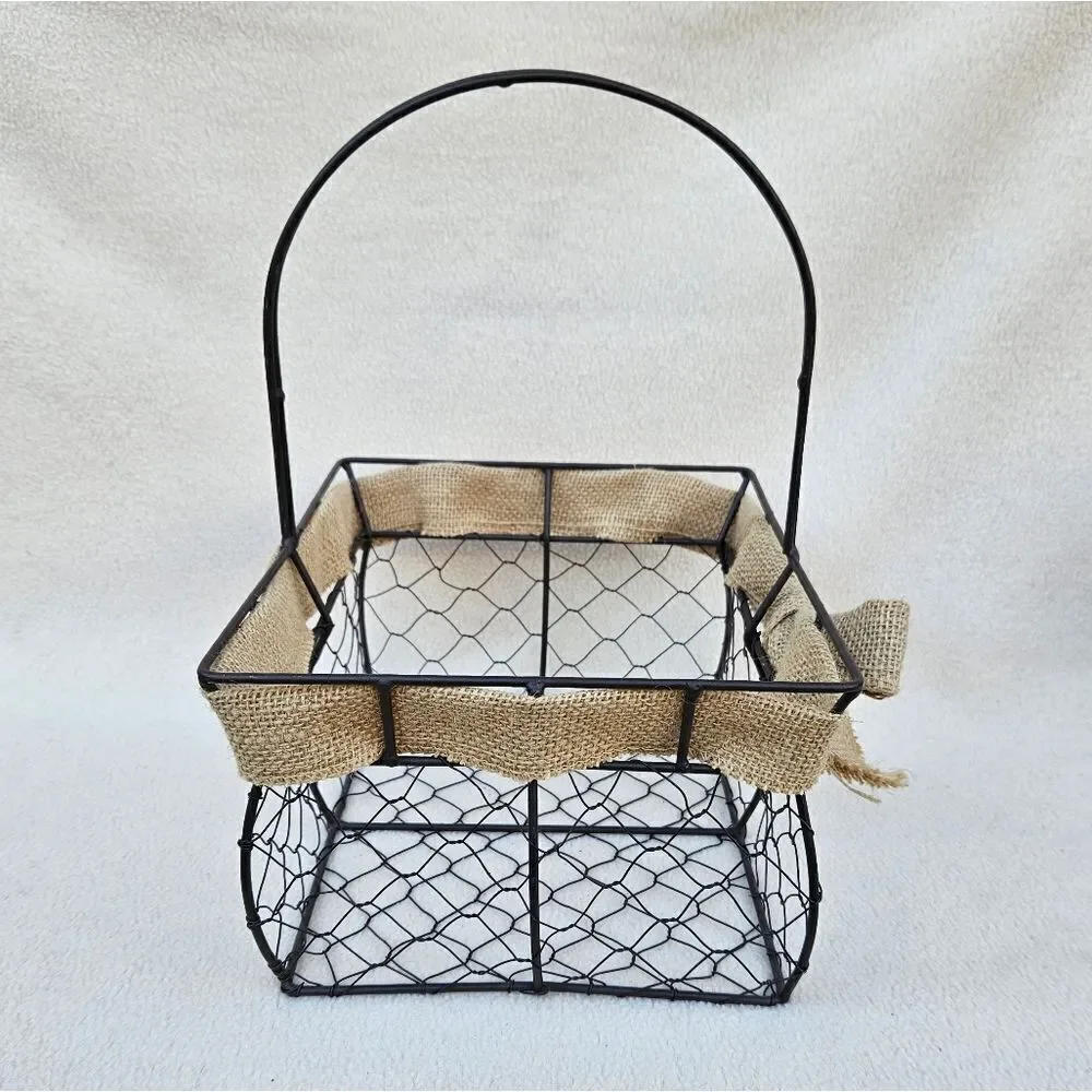 Large Bronze Metal Basket With Handle